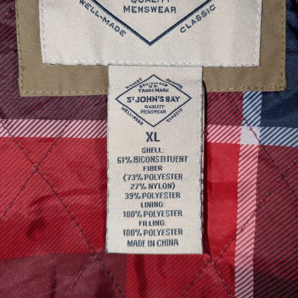 St John's Bay Tan Plaid Lined Bomber Jacket Coat XL (water repellent) - Picture 9 of 12